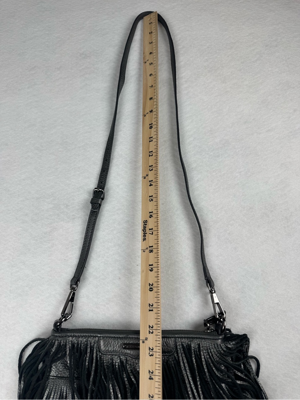 Rebecca Minkoff Fringe Crossbody Bag Gray Leather Boho - Picture 10 of 12